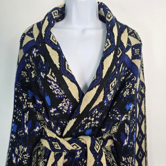 FARM Rio Macaw Forest Beaded Fringe Tie-Belt Cardigan Sweater M - Picture 10 of 10